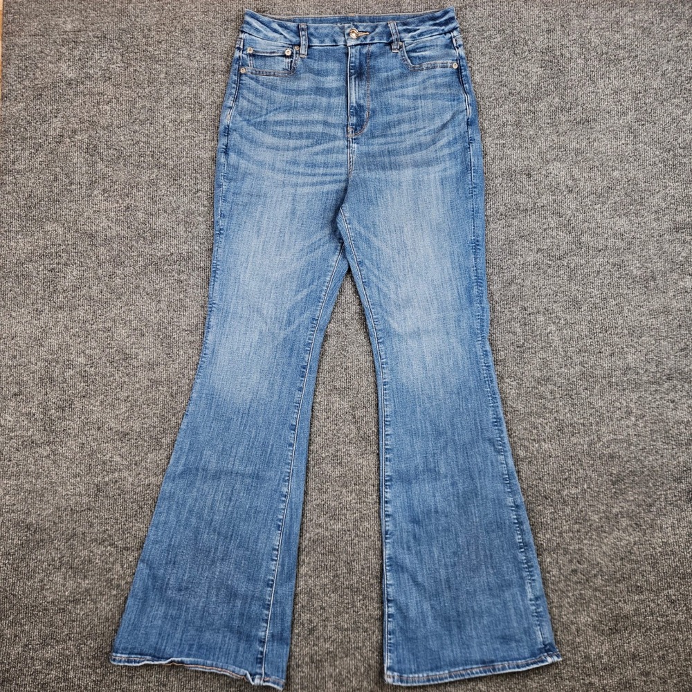 American Eagle Curvy Super Hi-Rise Flare Jeans Women's 8 LONG Next Level Stretch